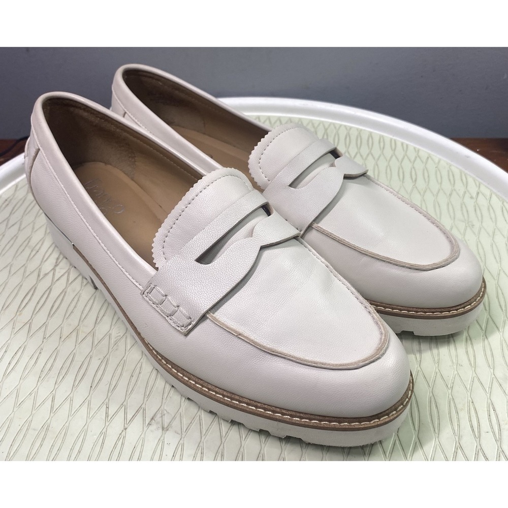Franco Sarto Womens Leather Ivory slip-on‎ Loafers Casual Business Shoes 9.5 M